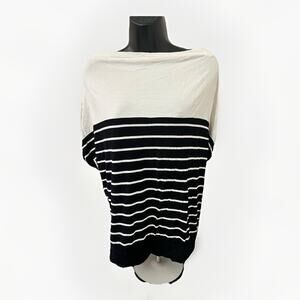 Express Women’s Size Medium Black White Striped Poncho Sleeve Oversized Top